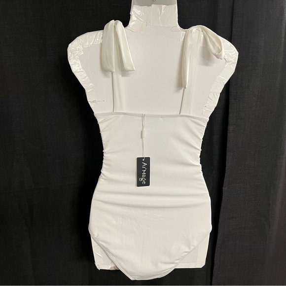 Ai’Mage ladies bow tie high waisted white one piece swimsuit size large (NWT) - Picture 5 of 6